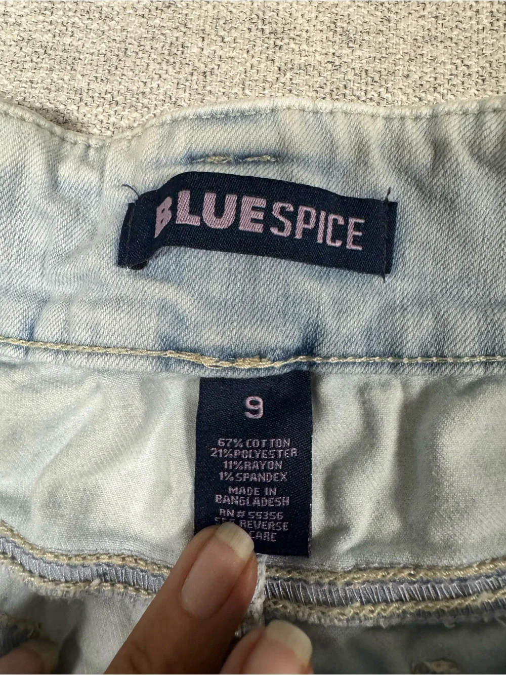 Blue Spice Light Wash Denim Shorts